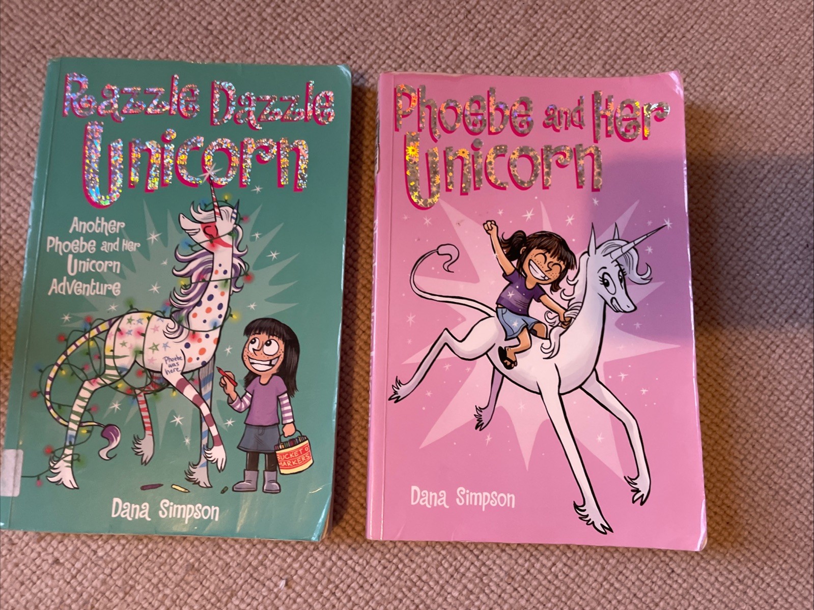 Razzle Dazzle Unicorn Plus Phoebe and Her Unicorn Adventure Dana Simpson 2 Books