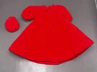 VINTAGE BARBIE DOLL FASHION CLOTHES 939 RED FLARE VELVET COAT SET HAT  1960s