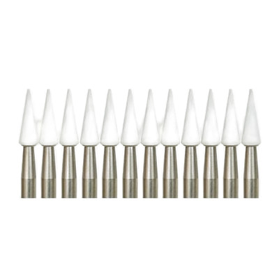 RMH3 Dental FG Aluminum Oxide White Ceramic Grinders, Pointed Cone, 12/Pk