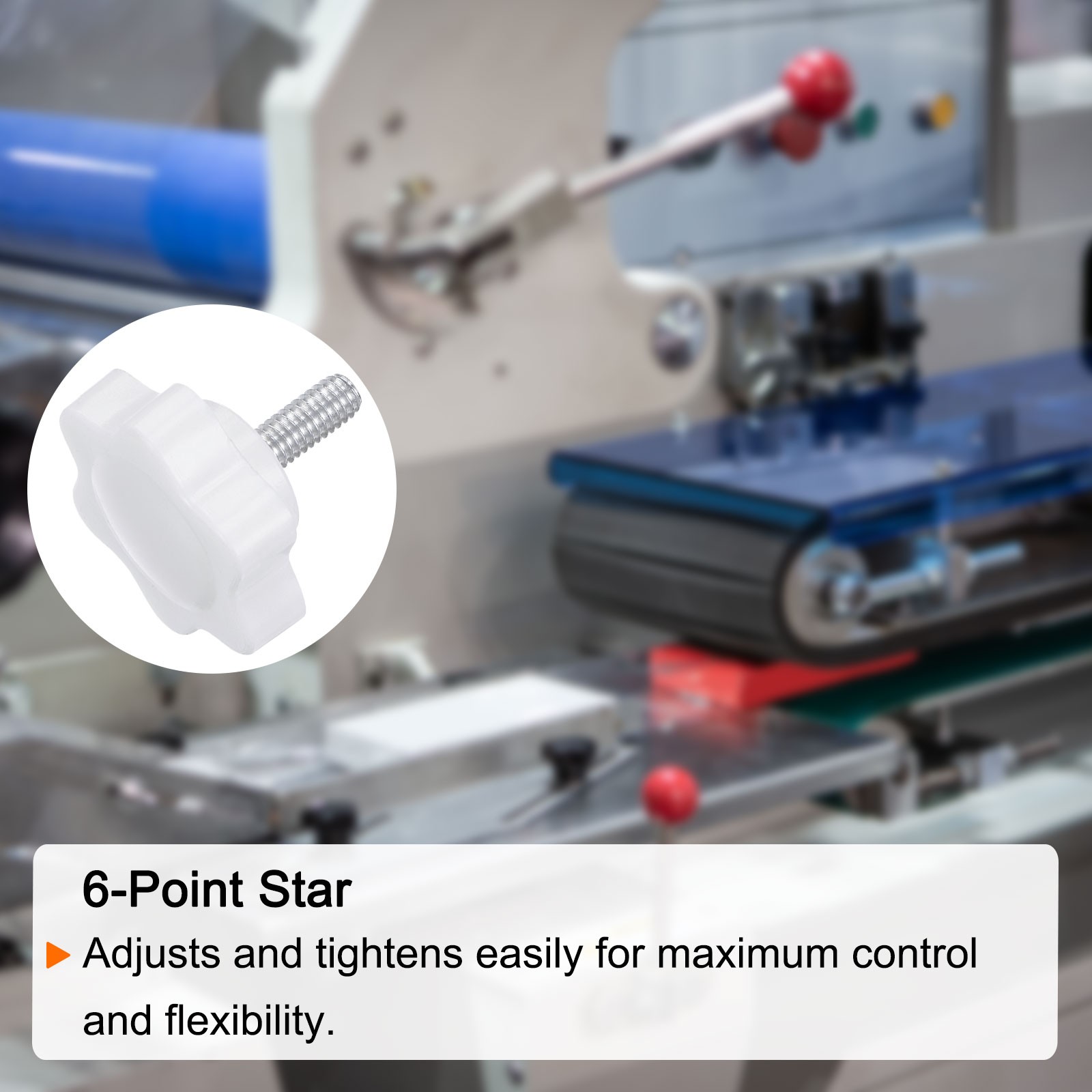 10pcs Star Knob M4 x 30mm Thread 25mm 6-Point Head Stud Hand Clamping Knob White