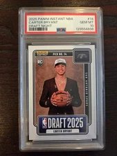 Carter Bryant 2025-26 Panini Instant #14 NBA Draft Night Rookie PSA 10 Gem Mint