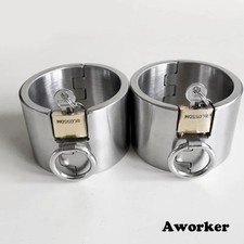 5cm High Stainless Steel Hand Ankle Cuffs Restriants BDSM Bondage Slave Handcuff