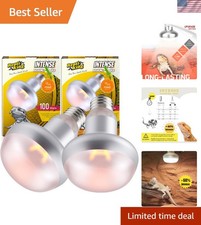 UVA 100W Basking Light for Reptiles - 2-Pack High Intensity Heat Lamp Bulbs