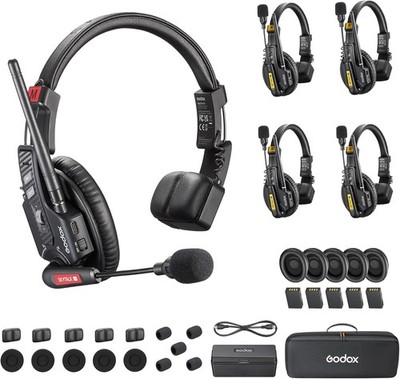Godox SkyTalk Air 5S 500m Wireless Intercom Headset System Full Duplex 5-Person