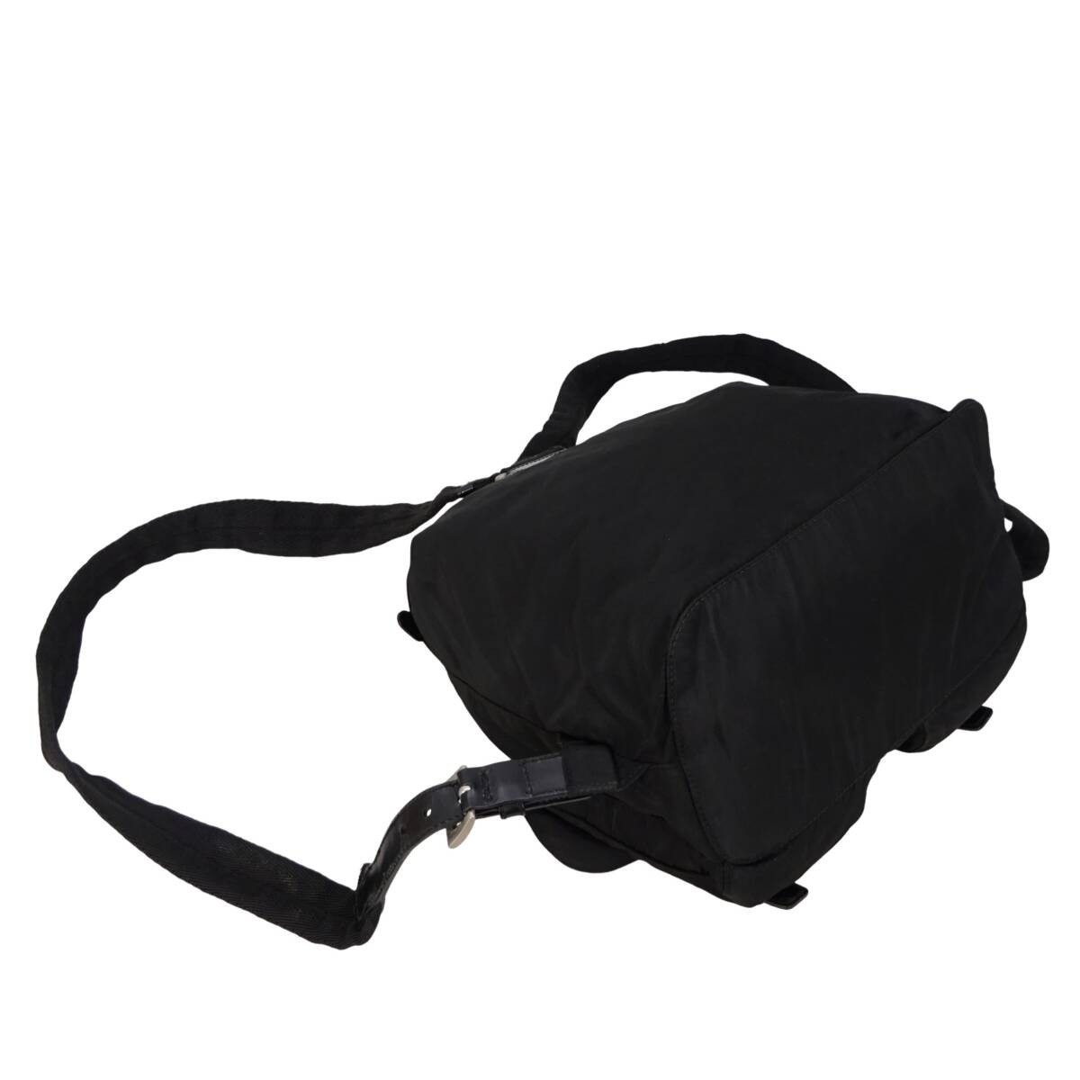 PRADA Small Backpack Triangle Logo Black Nylon Leather Silver Backpack Daypack thumbnail 5