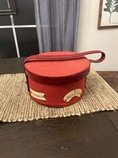 Vintage Ladies Hat Box Red With Handle 1950 - Bern  Of California