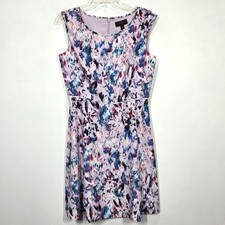 J Crew Dress 6 Purple Blue Watercolor A Line Feminine Preppy Classic Party