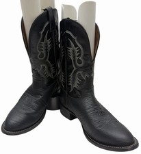 Tony Lama CT2036 Black Leather Western Cowboy Boots Men's Size 9.5 D USA Made