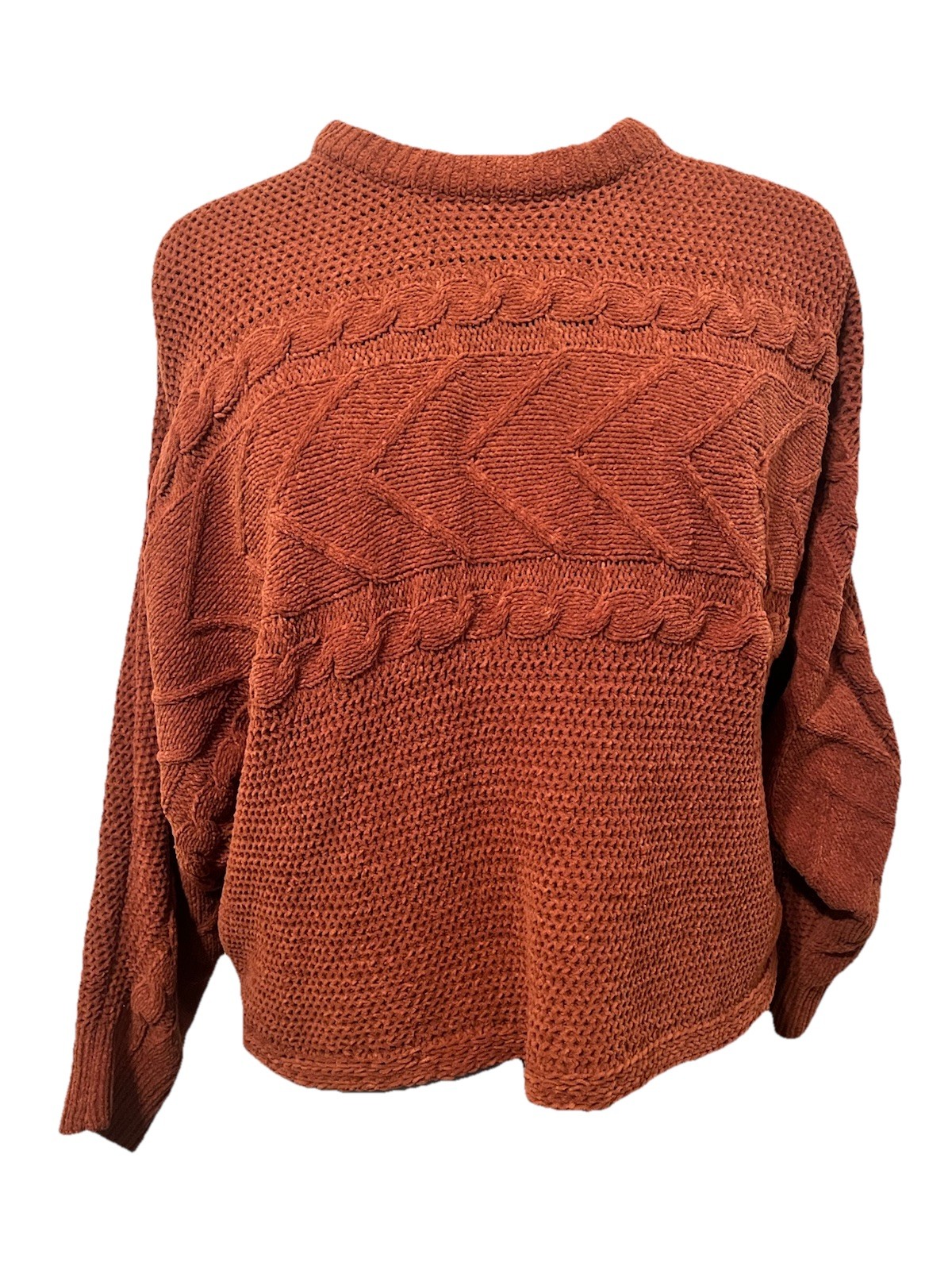 Rust Cable Soft Knit Neck Pullover Sweater Long S… - image 1