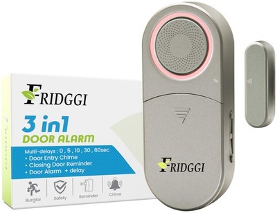 3-in-1 Alarm - Door Left Open Alarm with Delay, 0/5/10/30/60 Seconds, 2/5 Min...