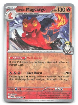 Ethan's Magcargo SV10: Destined Rivals 036/182 Reverse Holo Pokemon NM