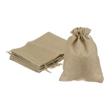 5pcs Burlap Bags with Drawstring, 5x7" Jewelry Pouches for Party Gift, Khaki