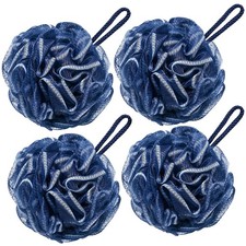 4 PCS Navy Blue Bath Loofah 80g Large Shower Sponge Body Scrubber Pouf