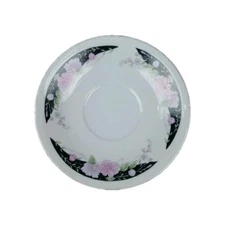 VINTAGE Fine China Tea Cup or Bowl Saucer Plate China White Black Pink Green