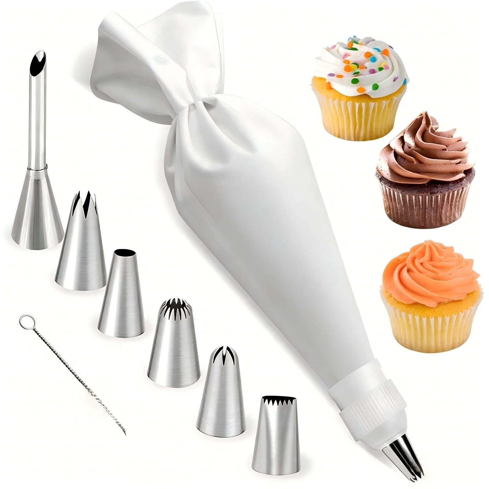 Reusable Cotton Piping Bags and Tips Set- 9pcs Frosting Piping Kit Cupcakes, ...
Opens in a new wind