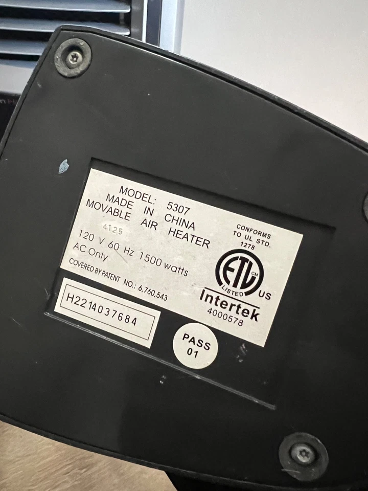 Calentador de torre eléctrico oscilante de cerámica Lasko 1500 vatios 5307. Foto 3 de 3