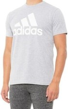 adidas Men's Essentials Big Logo Tee Light Grey Heather/White Large