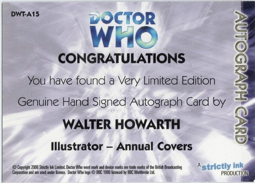 Tarjeta coleccionable con autógrafo Walter Howarth - Trilogía Doctor Who 2006, DWT-A15 - Imagen 2 de 2