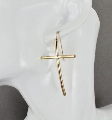 Gold Cross dangle earrings 2