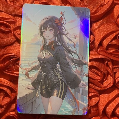 HU TAO Genshin Impact Solo Goddess ACG Waifu Holo Anime Girl Card Cloud Water