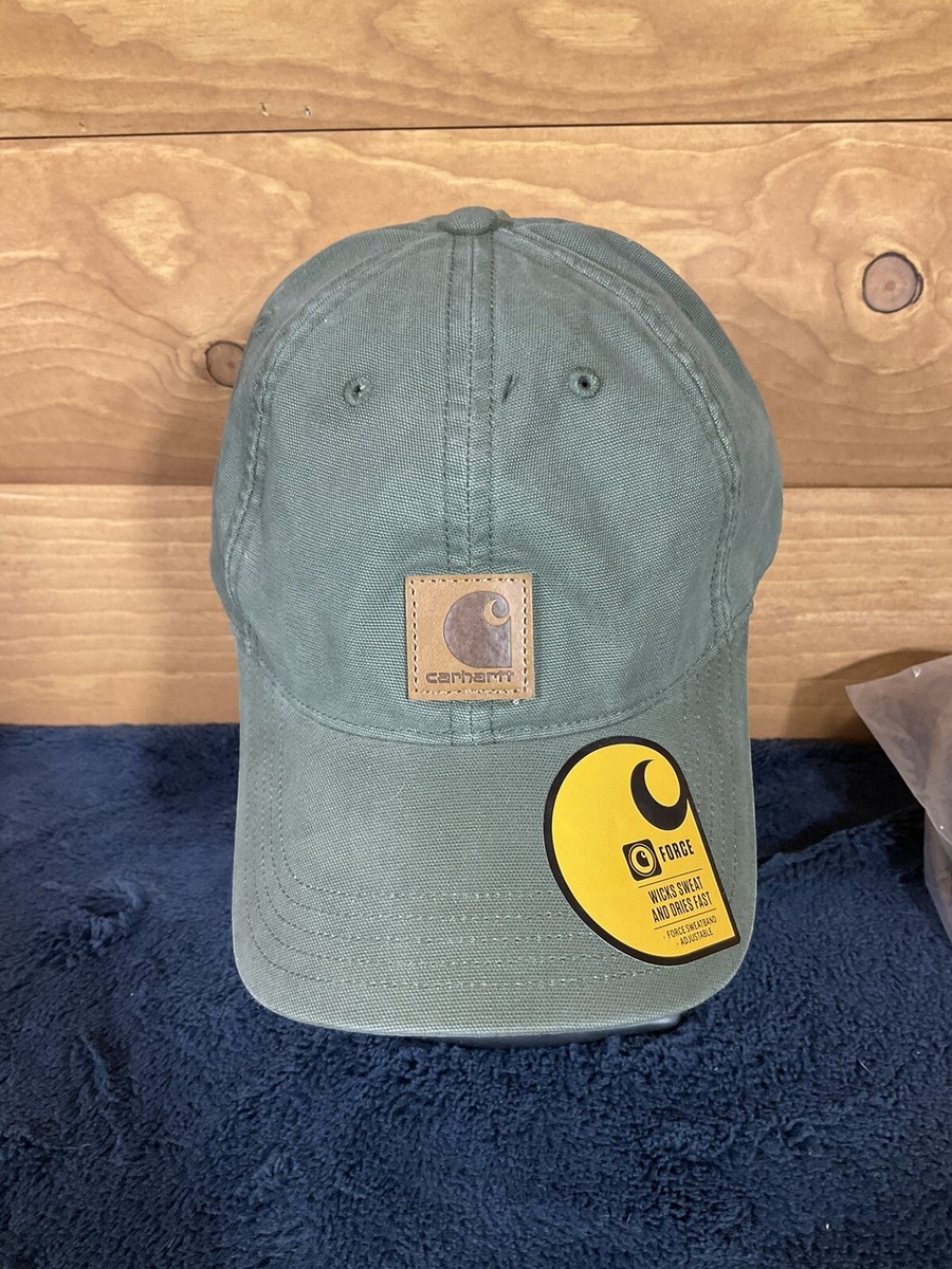 Carhartt One Size Canvas Cap Army Green Force Sweatband Adjustable