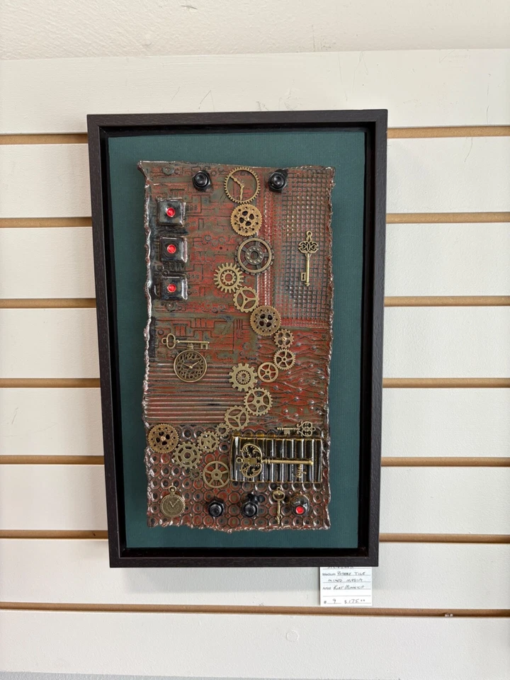 Steampunk Wall Art - Framed Pottery Handmade at ClayByKirt small studio - Image 2 of 3