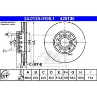 ATE 2X Bremsscheibe Vorne Ø288 Mm BelüFtet FüR Audi A4 8EC B7 2.0 1.6 8E2 B6