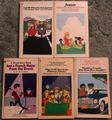 Doonesbury books, lot of 5, GB Trudeau, Joanie, Call Me When You Find America
