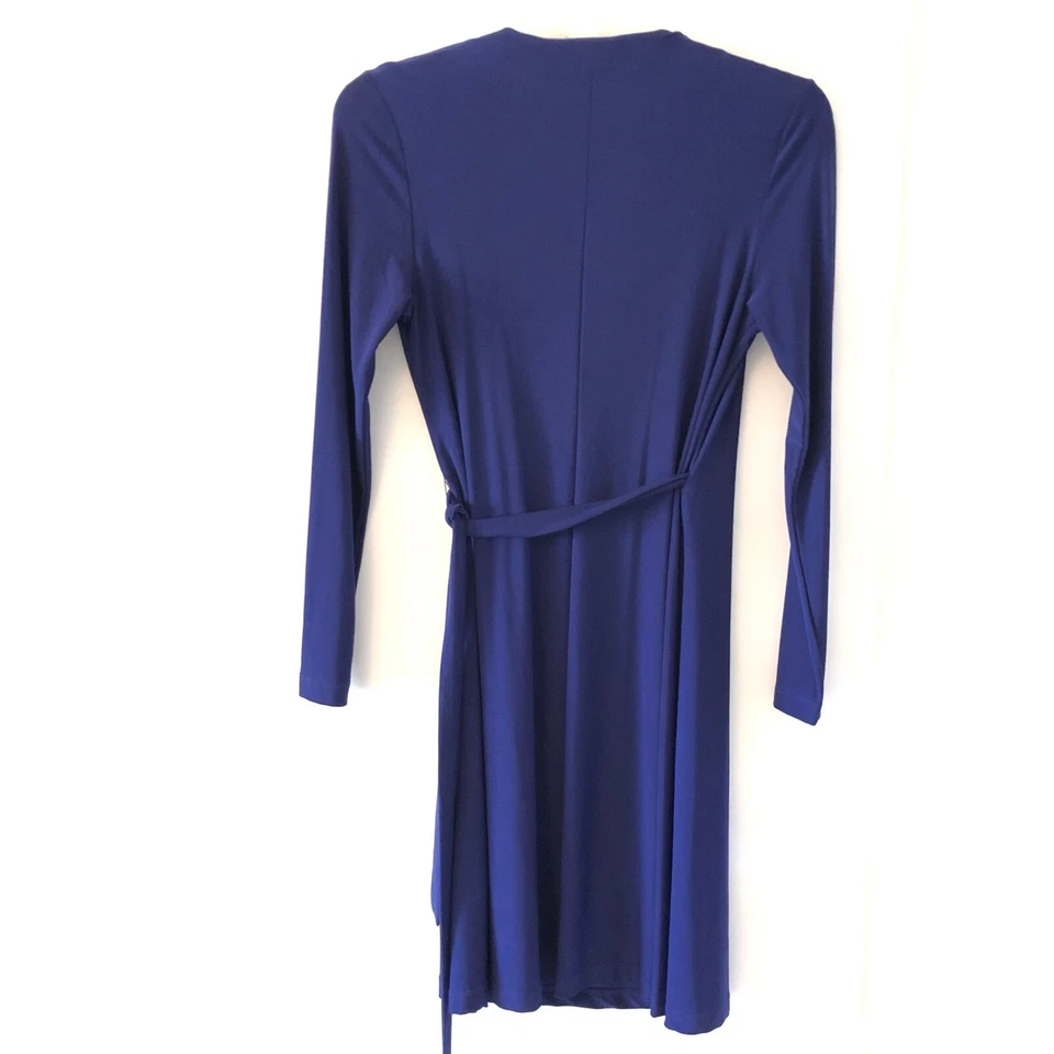 Komarov Women Blue Wrap Dress Size M Long Sleeve Stretch Party Cocktail Business - Image 4 of 4