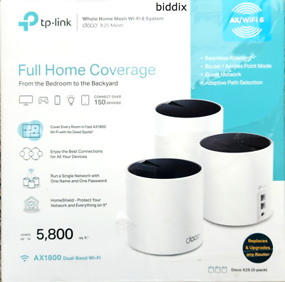 TP-Link Deco X25 AX1800 Dual-Band Whole Home Mesh Wi-Fi 6 System (3-Pack) -White