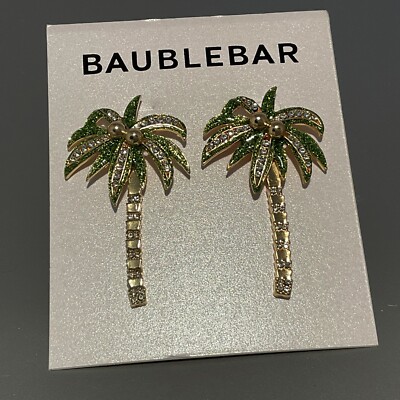 NWT BAUBLEBAR CRYSTAL PALM TREE DANGLE EARRINGS