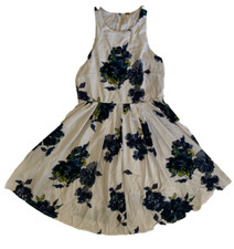 Free People Flutterby Women's Size 4 Floral Blue Sleeveless Fit and Flare Dress