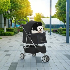 3 Wheels Pet Stroller Dog Cat Cage Jogger Stroller for Medium Small Dogs Cats