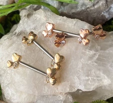 PAIR Heart Cluster Ends Nipple Rings Shields Barbells Body Jewelry