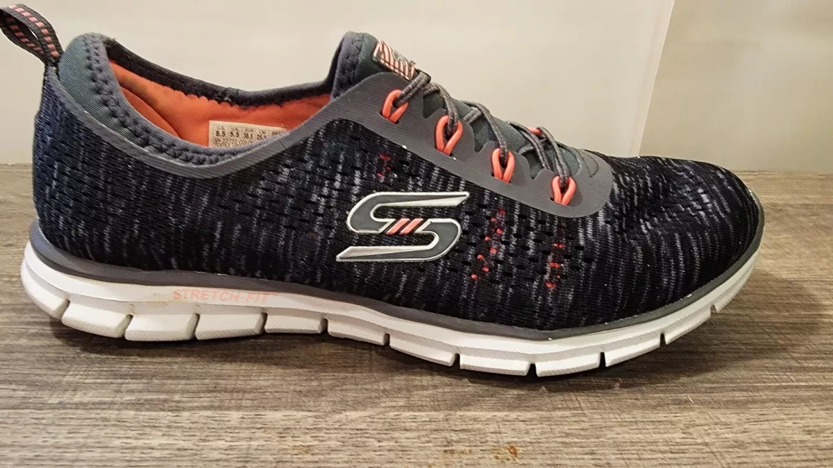 Skechers-Women&#039;s Blk/Gray Stretch Fit Glider Deep space sneaker size | eBay