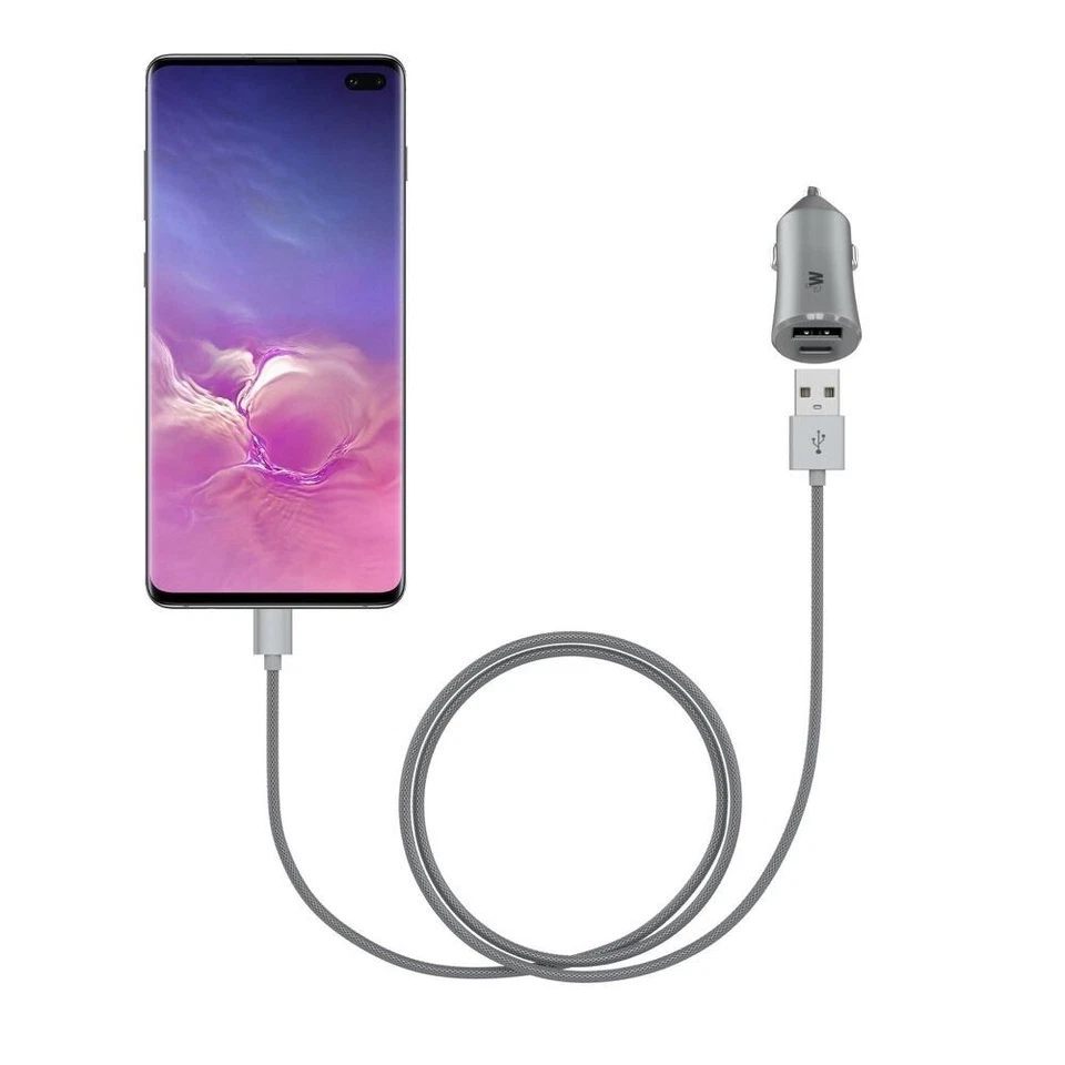Cargador de Coche Just Wireless 3.4A/17W 2 Puertos USB-C y QC3.0 con 6' Trenzado Tipo-C t Foto 3 de 3
