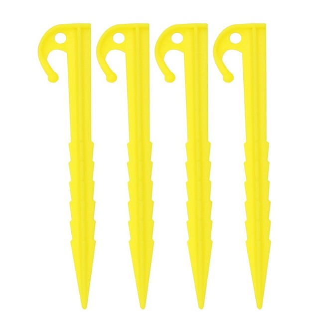 4PC Visible Yellow Plastic Universal Tent Pegs Ground Nail Stakes for