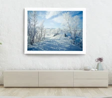 Winter Aeria , Forest Wall Art, Cloudy Sky Framed Nature Wall Art, Natural
