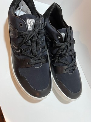 NEW   Versace Collection Zip Low Cut Black Sneakers Versace Collection Black Pony Hair Patent Leather Lace Zip  main image 2