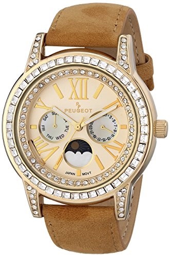 Women's Suede Multi-function Crystal Dress Watch By Peugeot - Picture 1 of 2