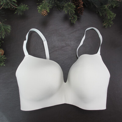 Secret Treasures Bra 36DD White Padded Wireless Adjustable Clasp Back