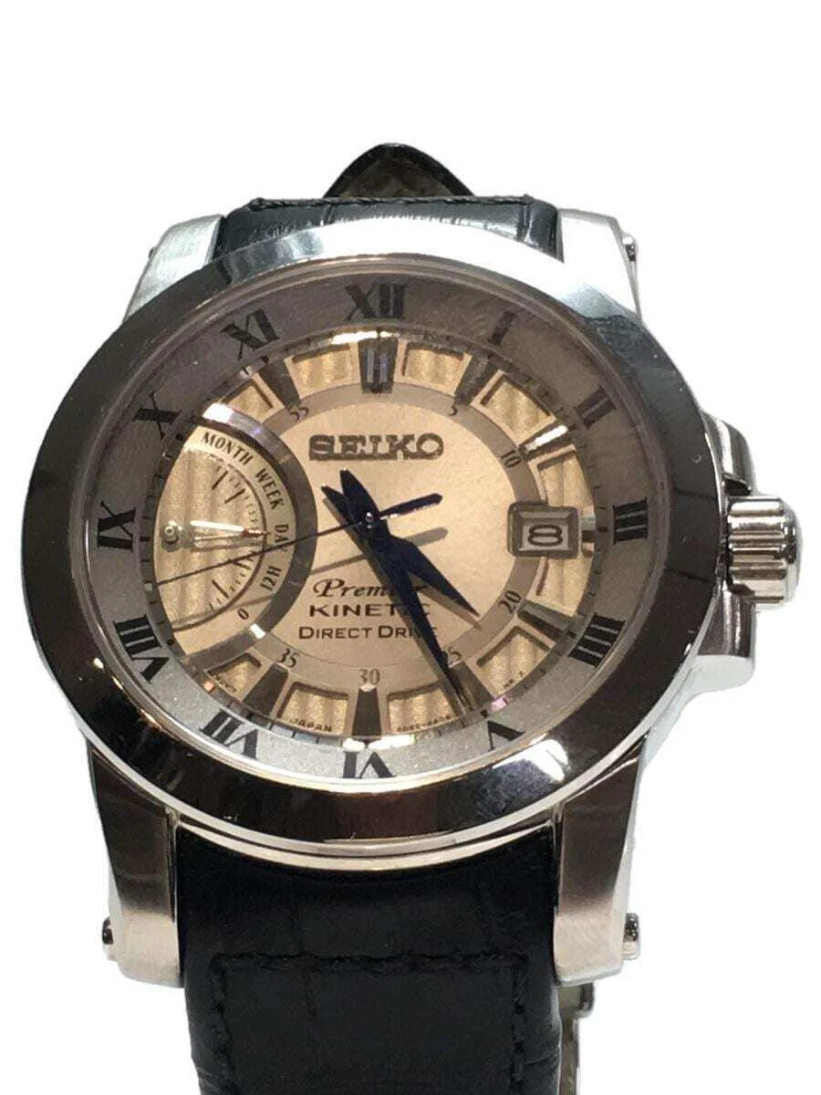 Seiko Premier 5D22 0AD0 Date Direct drive Silver Gold Kinetic Mens