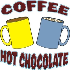 Coffee Hot Chocolate Drinks Concession Cart Food Trucks Sticker Sign Decal 14"