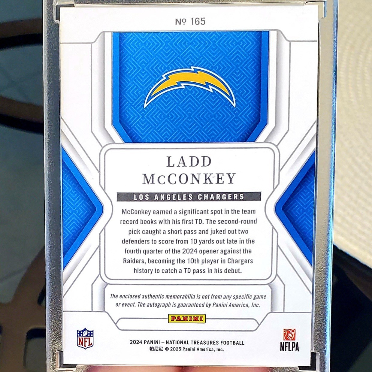 💥/99!💥 Ladd McConkey - 2024 Panini National Treasures - ROOKIE Patch Auto /99 view 7