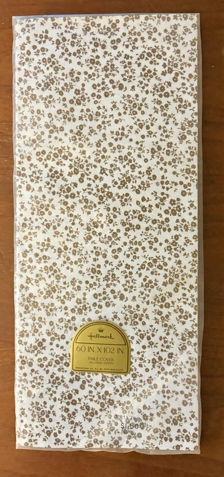 "De colección NUEVO Mantel de Papel Flores Marrones y Blancas Sello 60""x 102" Foto 3 de 4