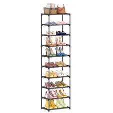 Autonomier 10 Tier Tall Shoe Rack, Non-Woven Fabrics Narrow Shoe Shelf  Vert...