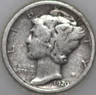 * 1920-P Mercury Dime 90% Silver, Popular Collector Coin As Shown