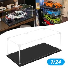Clear Acrylic Display Case with Black Base for 1:24 Scale Vehicle Model Showcase