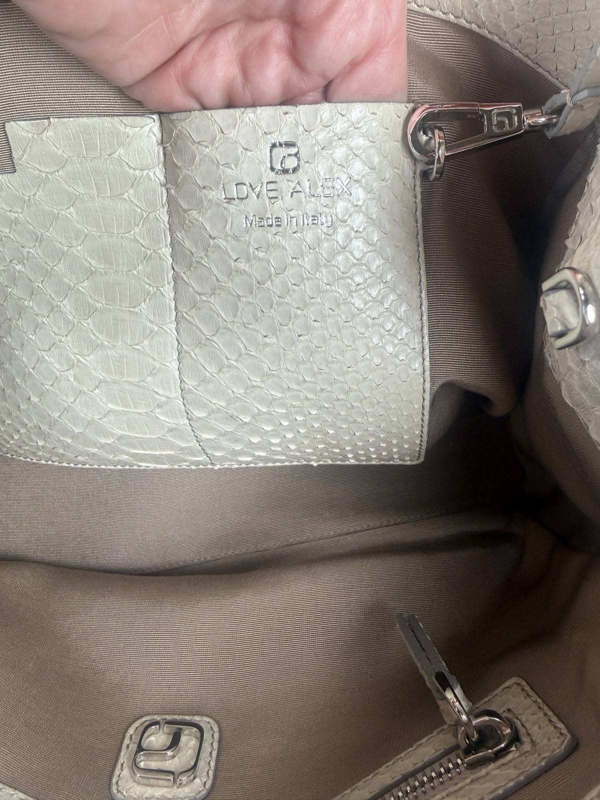 ALEXANDRA CLANCY Oren Python satchel in Ivory/cre… - image 15