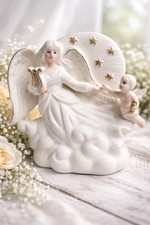 Vintage Guardian Angel  Baby Child Porcelain Night Light Electric 7  